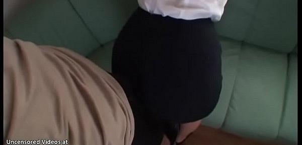  Jav secretary gets huge cumshot on skirt